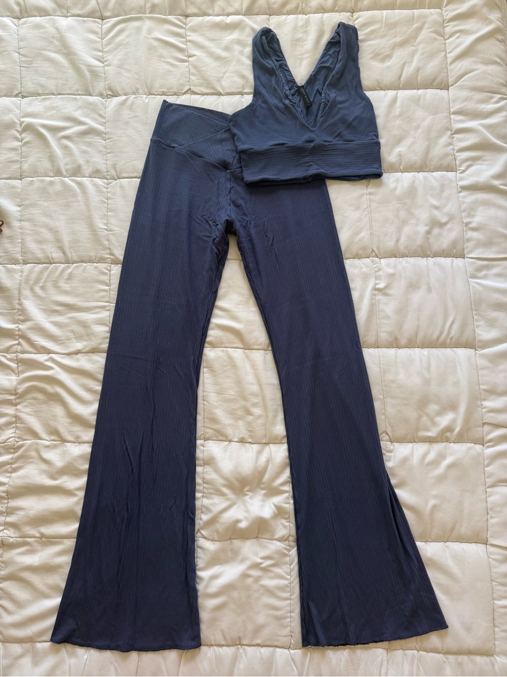 Indah Navy Blue Ribbed Set